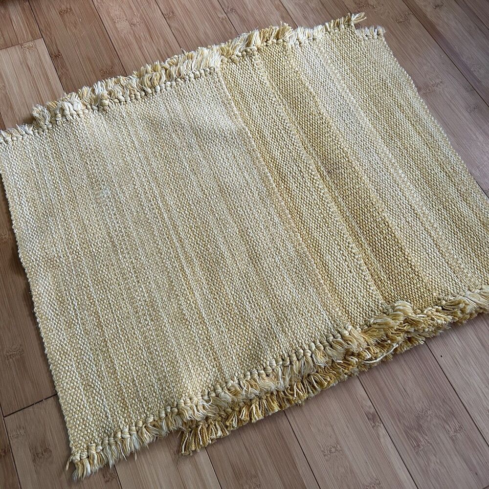 Vintage Yellow Woven Fabric Placemats Set Of 6 Dinner Table